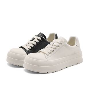 百丽Belle女鞋厚底小白鞋女24秋季帆布大头休闲鞋子B9Y1DCM4