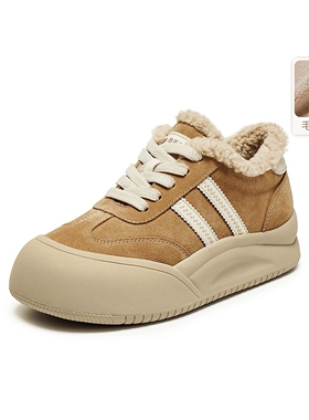 百丽厚底休闲板鞋女鞋子2025冬新款大头面包运动鞋E6X1  E6X1DDM5