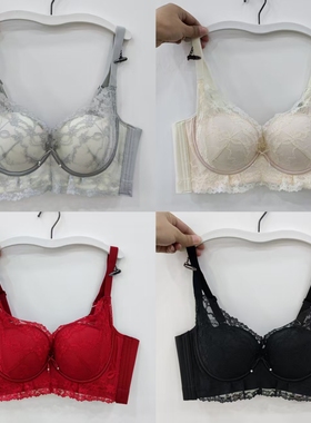 性感蕾丝大胸显小女士B内衣聚拢软钢圈上托收副乳薄款文胸罩66139