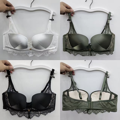 轻薄缎面蕾丝无钢圈聚拢文胸内衣