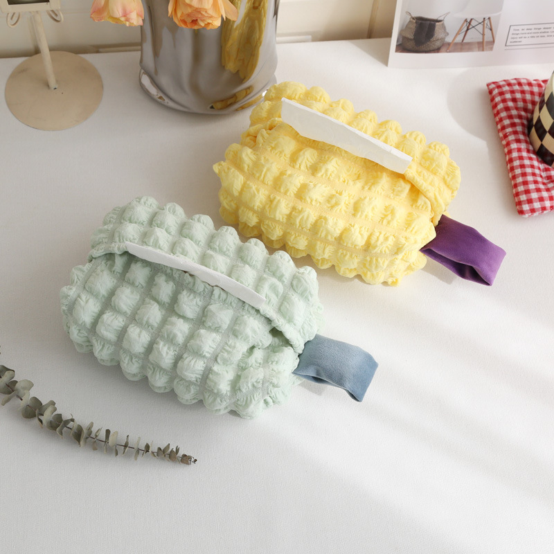 可爱泡芙格布艺ins纸巾盒创意家用纸巾袋清新抽纸包纸巾包抽纸盒