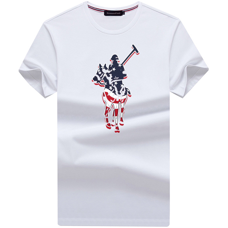 保罗正品夏季保罗男士短袖T恤 新款圆领宽松大码青年男装体恤衫潮