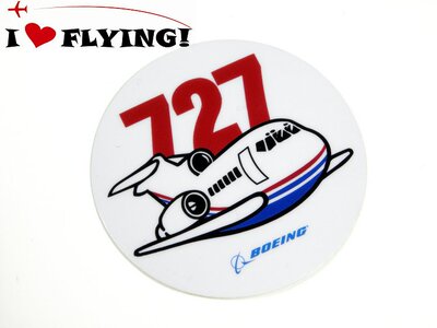 我爱飞行|美国波音BOEING727可爱卡通飞机箱包行李箱圆贴纸不干胶