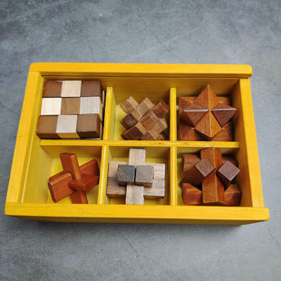 鲁班锁六件套装小九通六通八角球三通神龙摆尾儿童益智玩具古典智