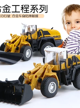 合金工程车玩具仿真推土机回力汽车儿童幼儿园礼物2-6岁推土车