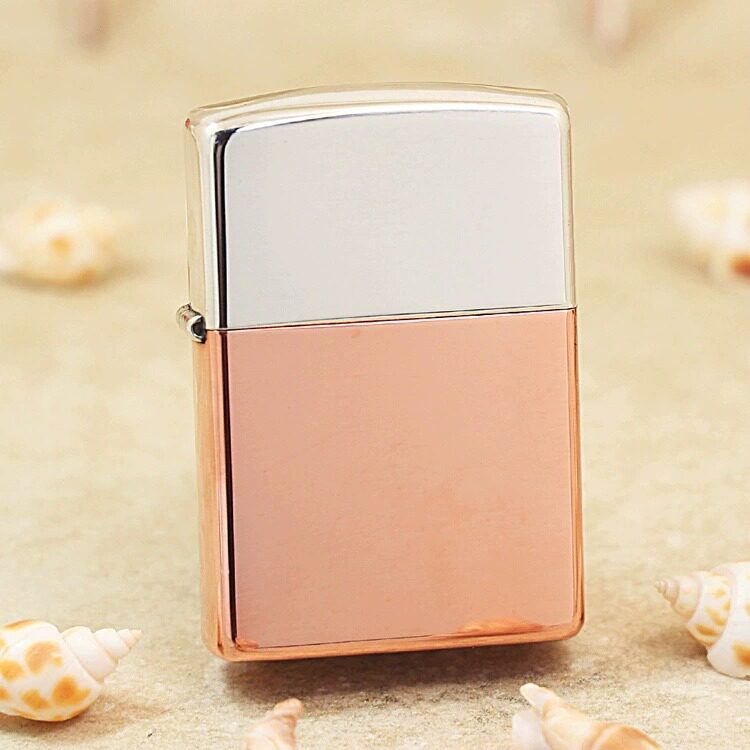 zippo芝宝正品48694上盖纯银下盖铜双色机 防风煤油打火机