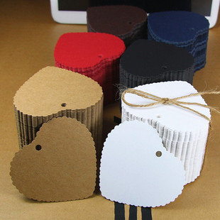 复古心形书签牛皮纸吊牌红心贺卡空白单词卡祝福卡创意留言牌制作