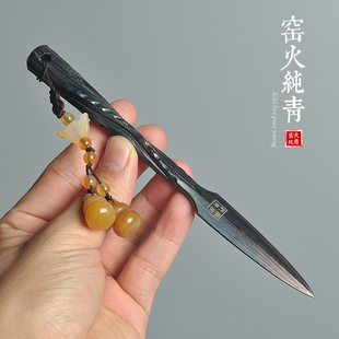 手工锻打龙泉茶刀百炼钢普洱茶刀黑茶针撬开茶专用工具非大马士革