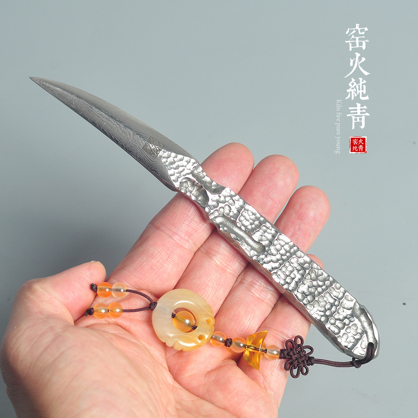 江龙茶刀 大马士革茶刀茶针茶锥 手工不锈钢普洱茶刀高端撬茶工具