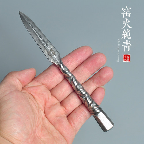 不生锈大马士革钢普洱茶刀撬茶器
