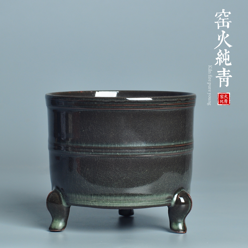 三足炉青瓷手工线香炉