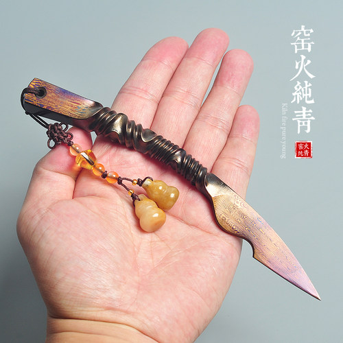 龙泉百炼花纹钢专用工具普洱茶刀