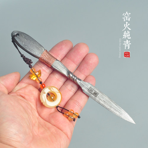 手工大马士革钢普洱茶刀高档茶针