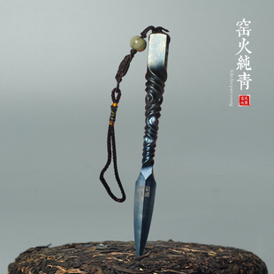 手工锻打撬茶刀普洱茶刀黑砖茶针茶锥功夫茶道另配非大马士革茶刀