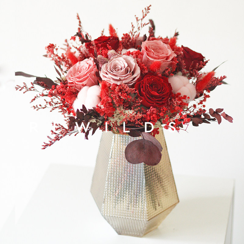 四面观永生花玫瑰花束干花家居装饰花瓶真花花艺摆件新家乔迁礼物,鲜花速递/花卉仿真/绿植园艺,永生花,淘宝优惠券,粉丝福利购,淘宝优惠卷