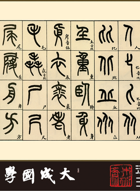 王福庵篆书说文部首 真正1:1超清复制金文小篆字帖书法挂画临摹绢