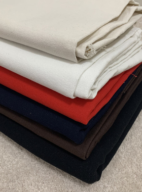 厚帆布米白红色12安胚布黑色布料DIY布艺手工纯色棉布藏蓝散剪布