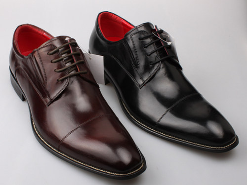 高档商务酒红色尖头男士皮鞋