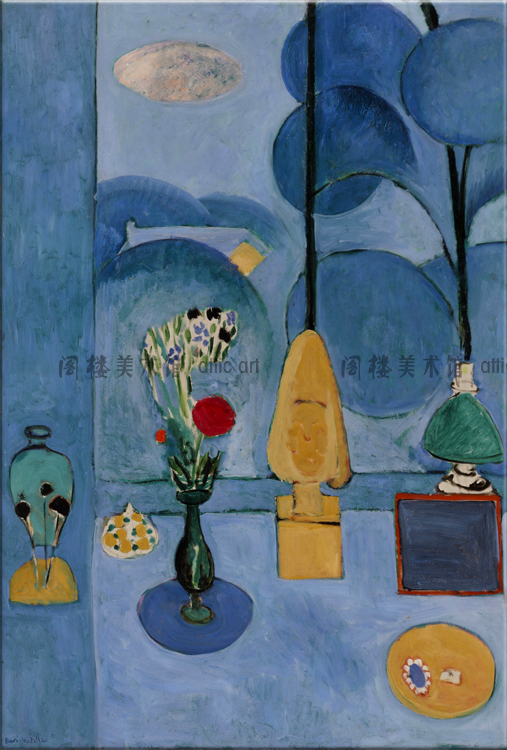 Henri Matisse 马蒂斯 蓝色窗口 装饰画无框画客厅书房卧室酒吧图片