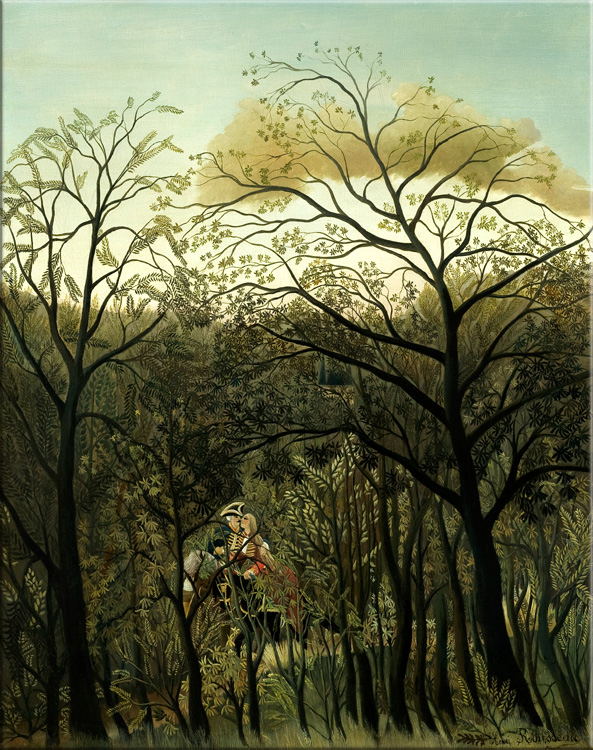 树林里的约会 Henri Rousseau 亨利卢梭艺术装饰画客厅书房卧室玄图片