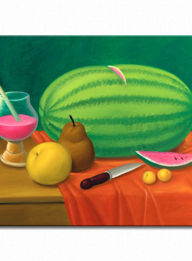 西瓜水果 Fernando Botero 波特罗 装饰画 家居艺术拉美客厅酒吧