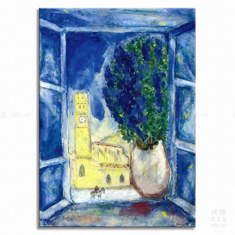 窗外 marc chagall 夏加尔装饰画家居艺术法式书房卧室定制照片