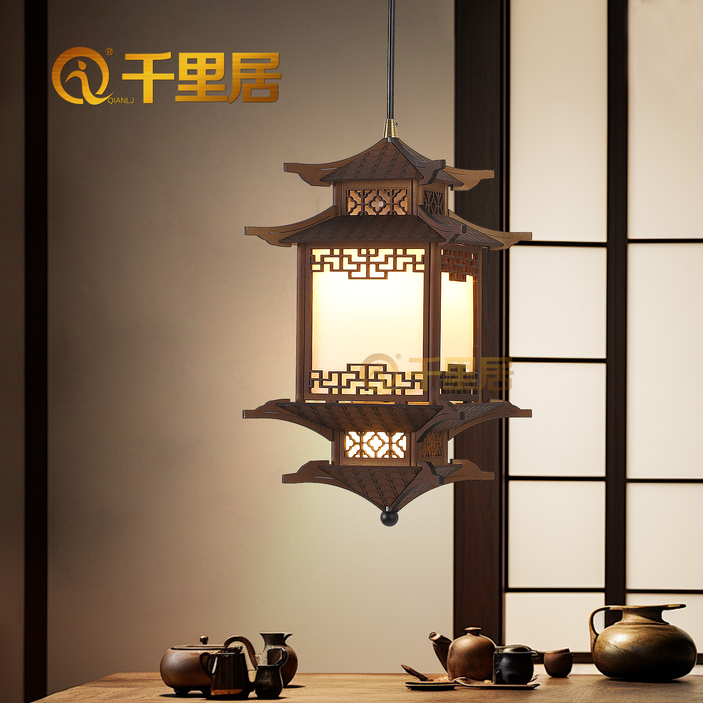 宋式美学仿古禅意玄关床头小吊灯