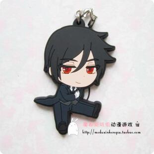 日单正版散货 黑执事 塞巴斯蒂安 橡胶挂件 座敷娘