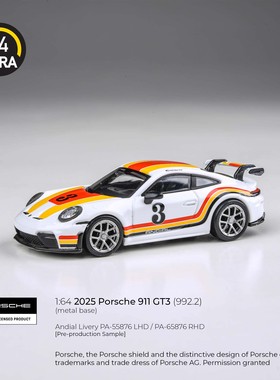 预售PARA 1/64 保时捷 911 gt3 992.2 3# 2025款 合金汽车模型