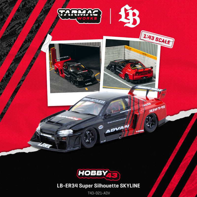 预售TW 1:43 尼桑 LB-ER34 Super SKYLINE ADVAN 合金汽车模型