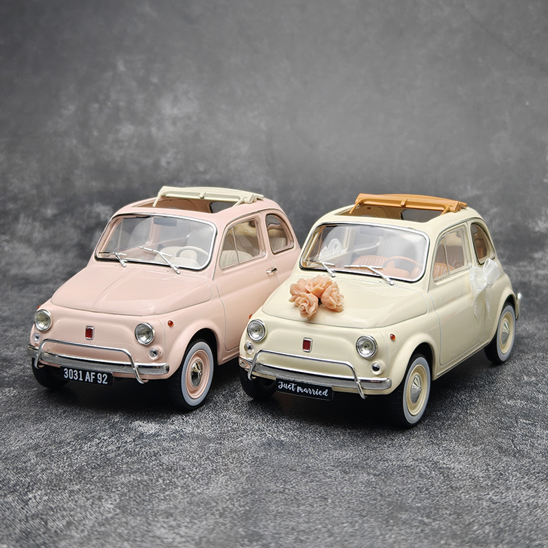NOREV 1:18 菲亚特 FIAT 500 L 1968 WEDDING PACK 合金汽车模型
