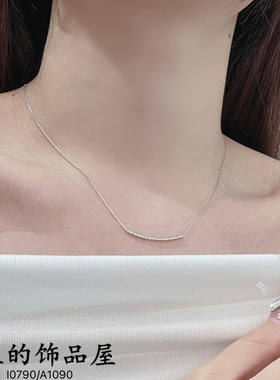 古丽 气质百搭轻奢小众精致微笑 925纯银饰 极细链锁骨链短项链