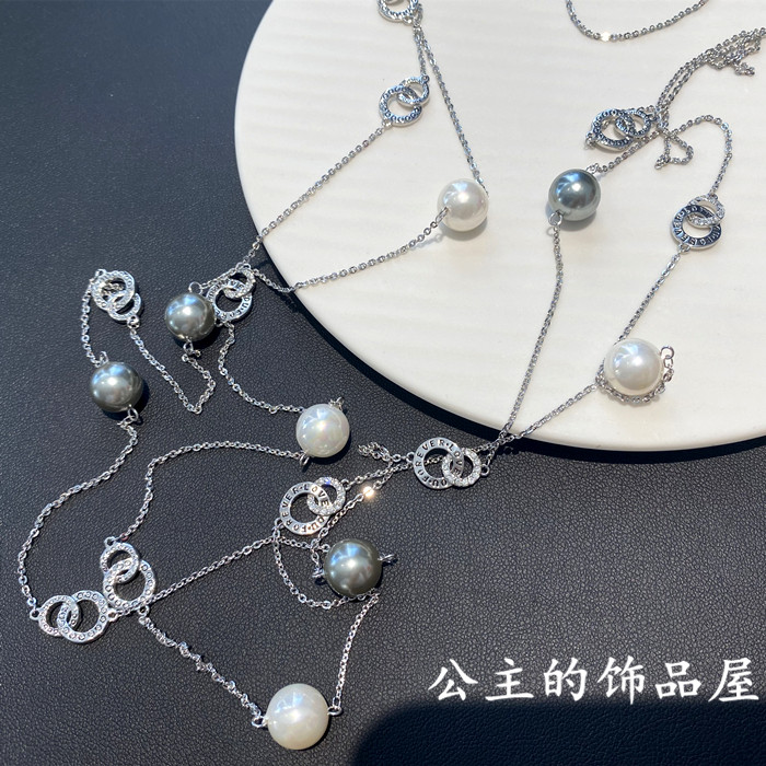 轻奢圆环珍珠毛衣链欧比·雅比