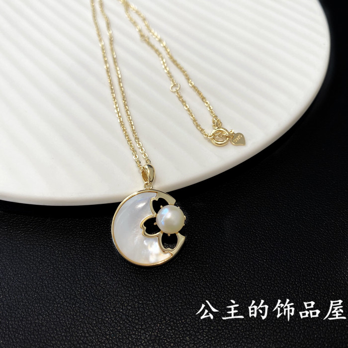 国风小众淡水珍珠花朵项链古丽图片
