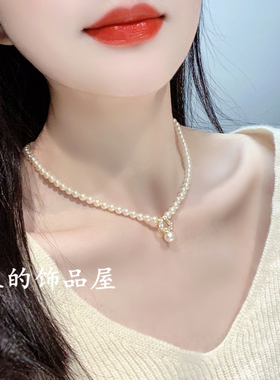 轻奢镶锆石U珍珠项链欧比·雅比