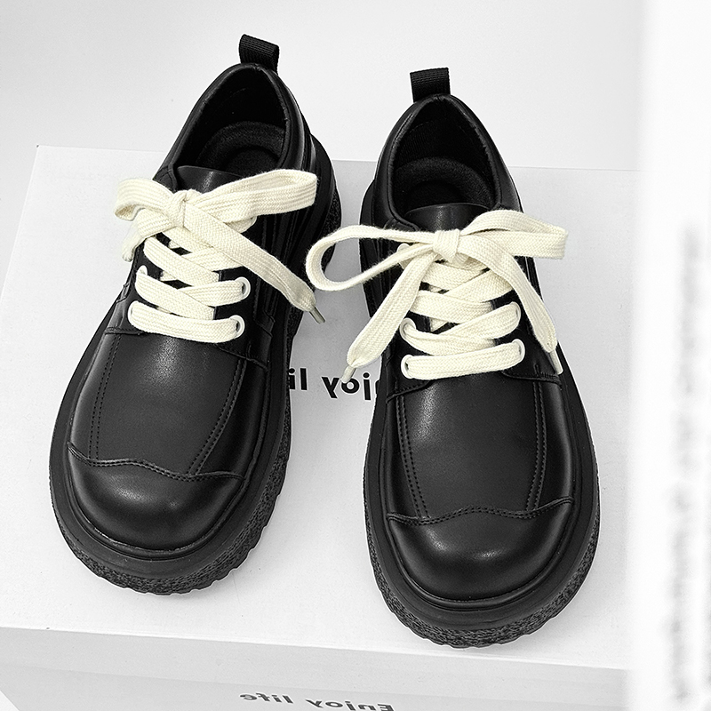 高级感大头鞋子低帮厚底德比鞋