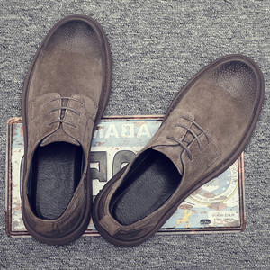 英伦复古男休闲皮鞋真皮软底翻毛潮鞋子潮流百搭2023新款秋季男鞋