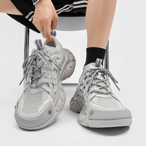 男鞋夏季透气2024新款网面运动鞋潮牌高级感痞帅潮鞋厚底老爹鞋男