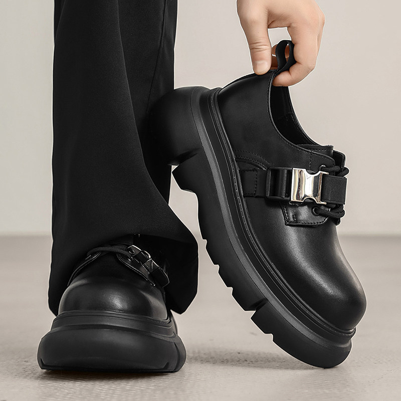 休闲皮鞋男款2025新款真皮搭扣大头鞋子痞帅工作鞋通勤厚底德比鞋,流行男鞋,休闲皮鞋,淘宝优惠券,粉丝福利购,淘宝优惠卷