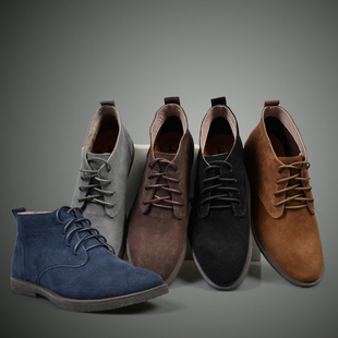 反绒皮马丁靴英伦加绒真皮翻毛靴子 磨砂短靴大码 冬季 男靴休闲男鞋