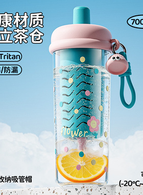 夏日水杯女生高颜值2026新款tritan塑料杯大容量吸管杯子外出便携