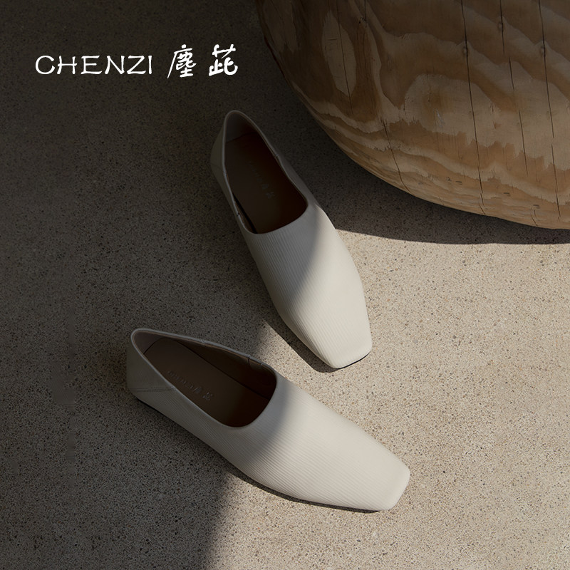 CHENZIIL 断码清C 小羊皮法式极简奶奶鞋一脚蹬舒适懒人休闲鞋女