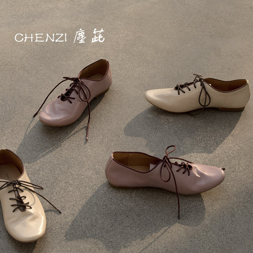 CHENZIIL手工真皮系带芭蕾舞鞋