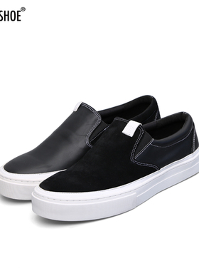 BLESS SHOE monotone Slip-on 手工制简约黑色真皮拼色低帮懒人鞋
