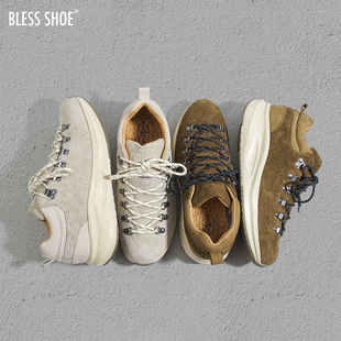 缓震徒步鞋 BLESS 低帮户外防泼水牛皮登山鞋 LITE SHOE MOUNTAIN