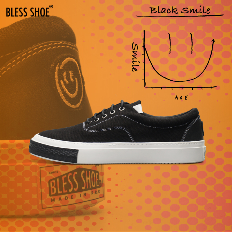 BLESSSHOE简约笑脸低帮帆布鞋