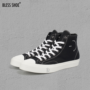 黑白经典 SKYLINE SHOE 反光线高帮帆布鞋 男女休闲鞋 款 BLESS