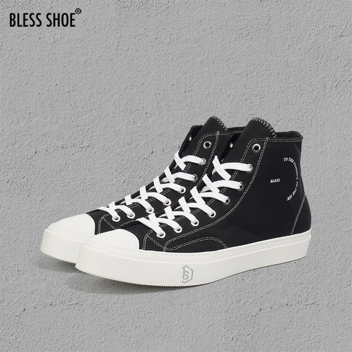 BLESSSHOE夏季反光线高帮帆布鞋