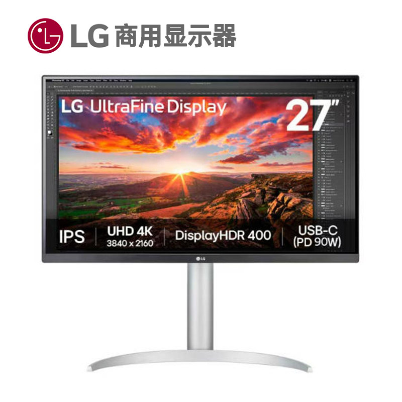 LG商用显示器4K高清分辨率27寸内置扬声器支持动态同步颜色校准