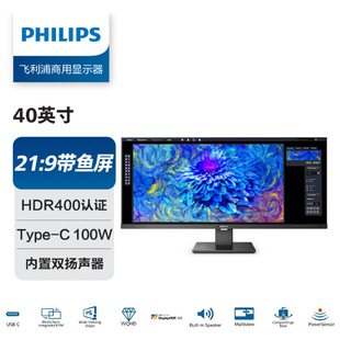 PIP PBP多视窗 9带鱼屏集成KVM 飞利浦专业级商用显示器40英寸21